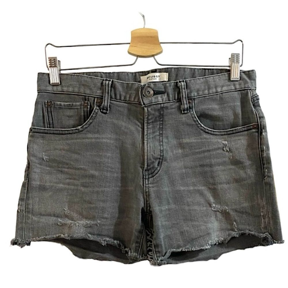Moussy Vintage Cut Off Denim Jean Shorts Stretch Mid Rise Festival